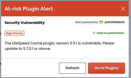 Alert for security vulnerability feature in TurboHub